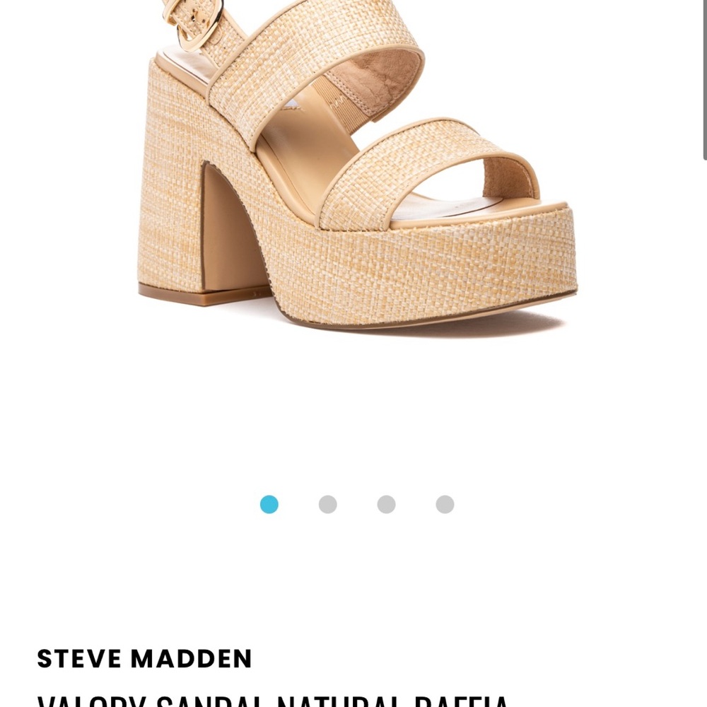 Steve Madden Women's Sandal in Natural Raffia valory platform chunky heel 5